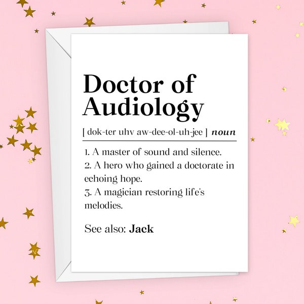 Personalized Doctor Of Audiology Graduate Card, Custom Doctor Of Audiology Grad Definition Gift, Aud Graduation Greeting Card, Aud Gift