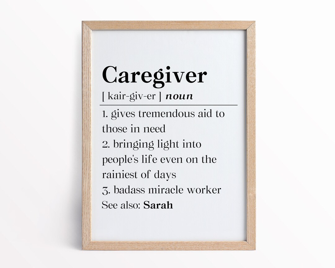 Personalized Caregiver Definition Poster Caregiver Etsy