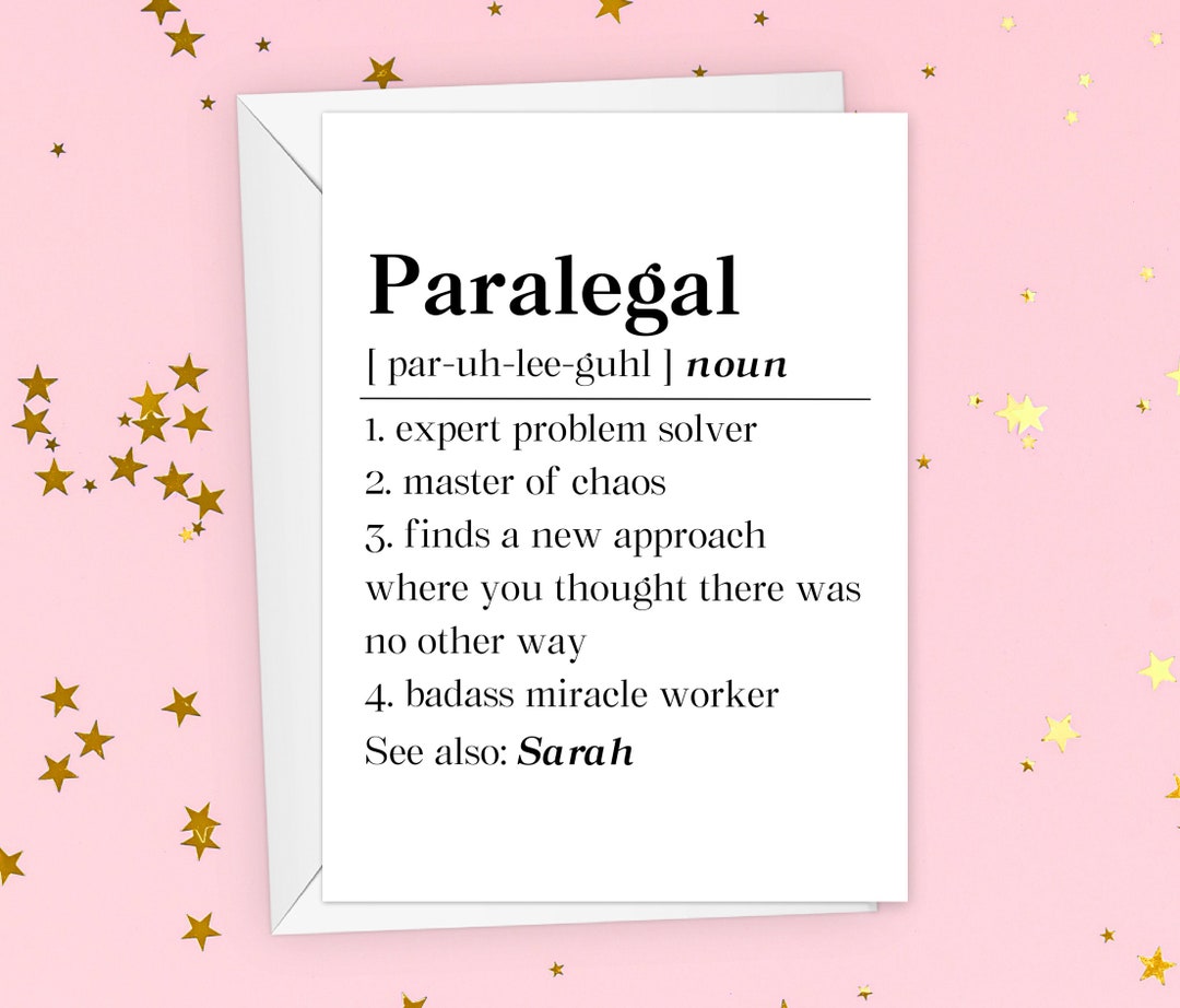Personalized Paralegal Definition Card, Thank You to Paralegal Card