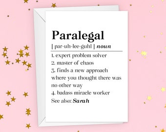 Personalized Paralegal Definition   Card, Thank You To Paralegal Card, Paralegal Appreciation Gift, Thank You To Paralegal Card