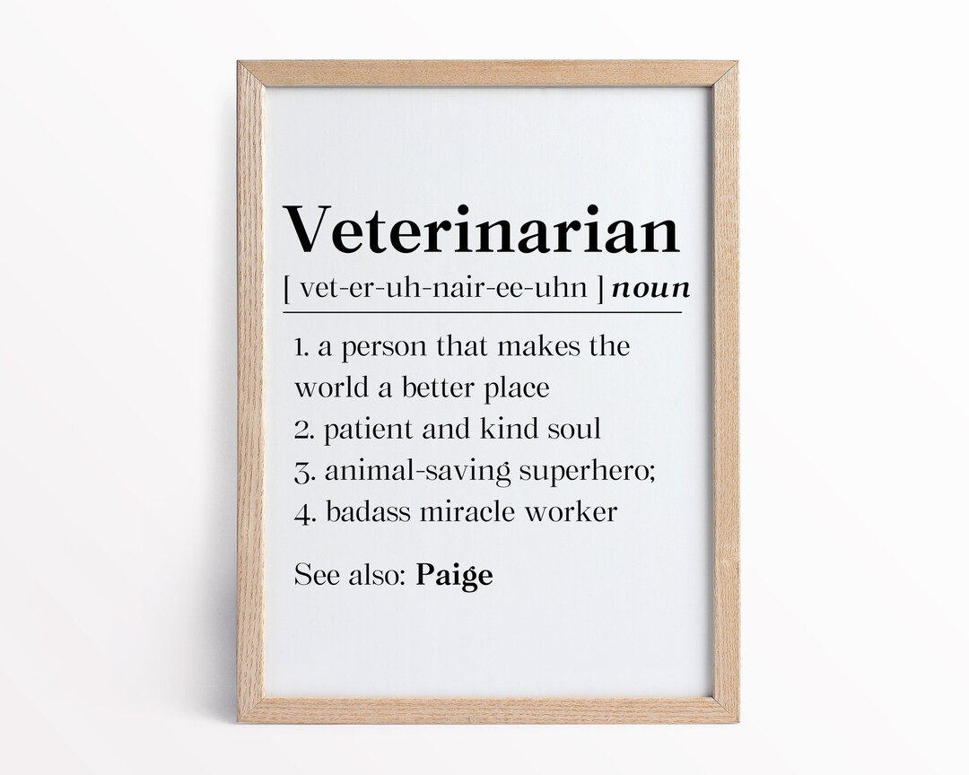Personalized Veterinarian Definition Poster Veterinarian Etsy