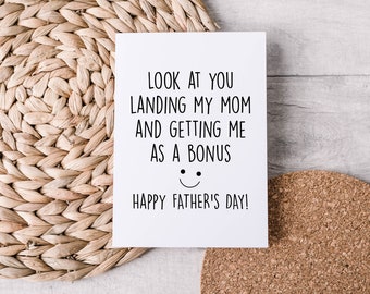 thumbnail interactive-video image 1 of Stepdad Birthday Card, Bonus Dad From Kid Gift, Step Dad Birthday Greeting Card, Funny Stepdad Happy Birthday Folded Card 1 of 14