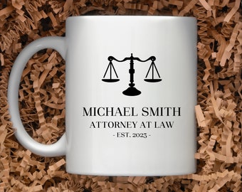 Custom Attorney At Law Mug, Law School Graduate Gift, Custom Lawyer Coffee Mug, Attorney Appreciation Gift Cup, Grad School Lawyer Gift Mug