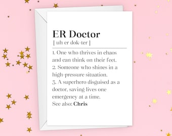 Personalized Emergency Medicine Graduate Card, Emergency Doctor Graduation Gift, Er Doctor Thank You Greeting Card, Er Doctor Thank You Gift