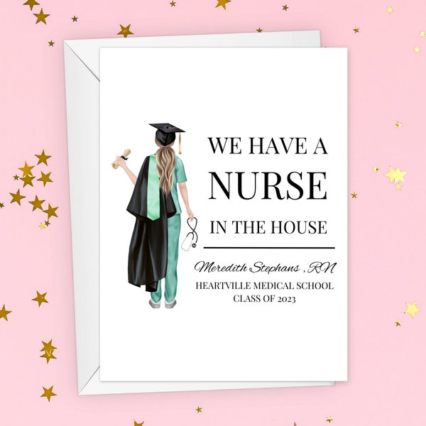 Personalized Nurse Graduate Card, Nursing School Graduation Gift, Nurse Graduation For Her Greeting Card, Custom Nurse Grad Folded Card
