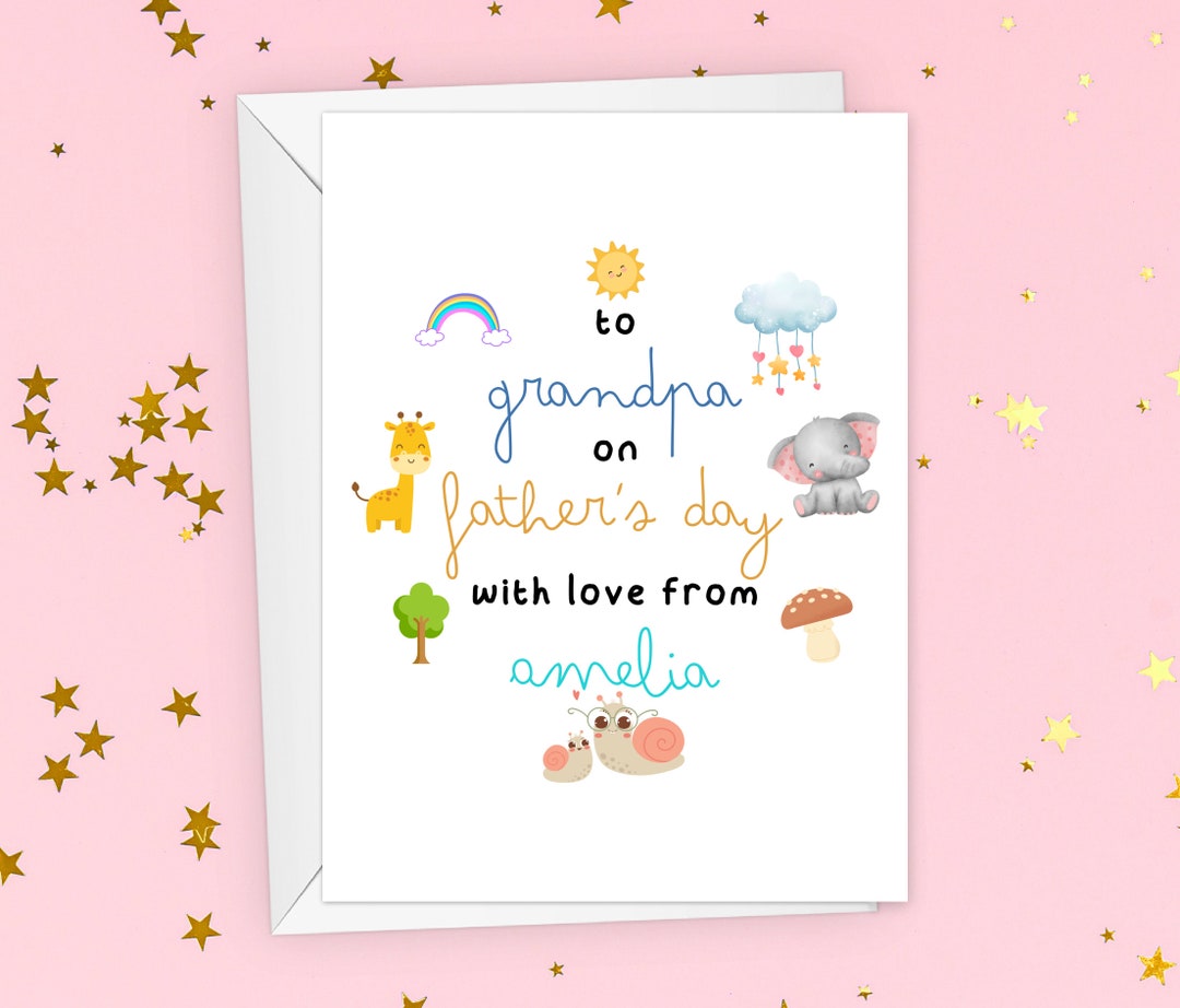 Personalized Cute Fathers Day for Grandpa Card, Custom Father's Day for ...