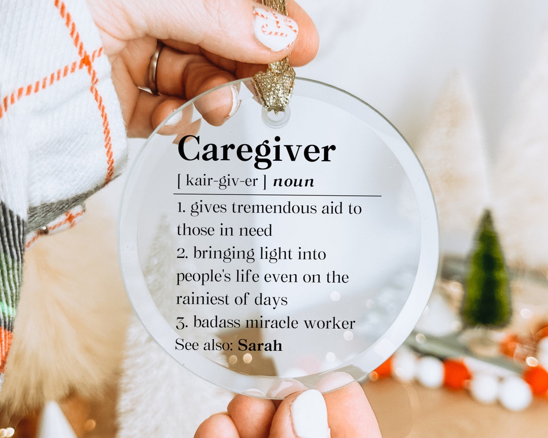 Personalized Caregiver Definition Glass Ornament, Caregiver