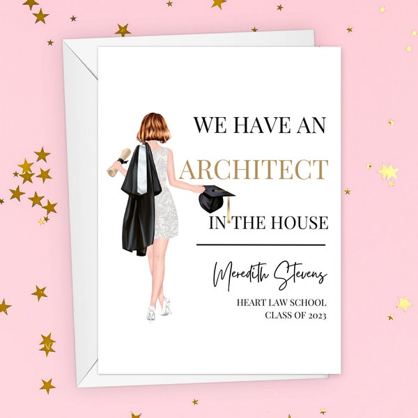 Personalized Architect Graduation Card, Architecture Graduate For Her Gift, Architecture Graduation For Daughter Greeting Card