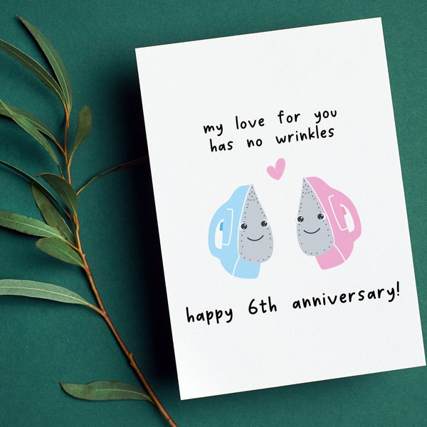 6th Anniversary For Husband Card, Funny Iron Anniversary Gift, Sixth Anniversary Greeting Card, Candy Anniversary Folded Card, For Wife Card