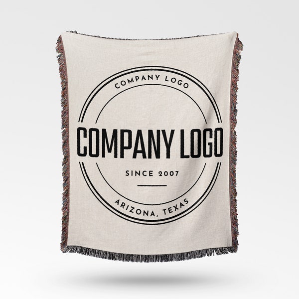 Custom Company Gift Woven Blanket, Personalized Company Logo Throw Blanket Gift, Small Business Organic Tapestry, Small Business Home Decor