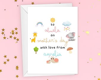 Personalized Cute Mothers Day For Spanish Grandma Card, Custom Mother's Day For Abuela Gift, To Abuela On Mothers Day Greeting Card