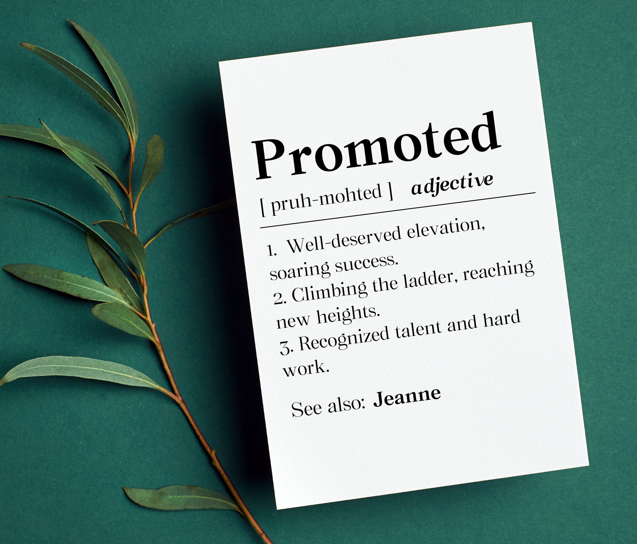 Personalized Promotion Definition Card: Custom Coworker Gift - Etsy