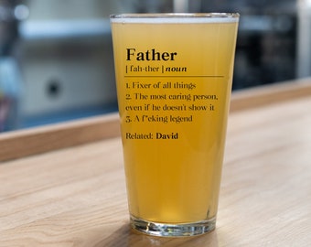 Personalized Father Definition Pint Glass: Dad Gift From Wife