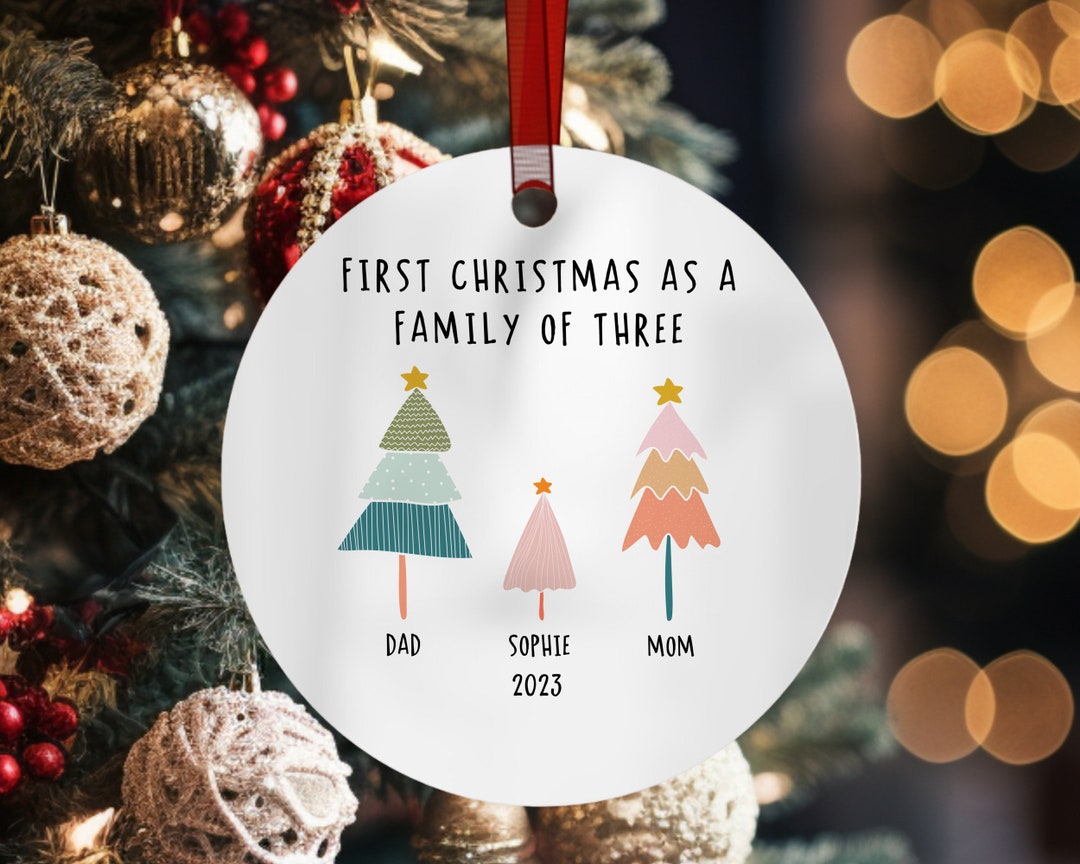 Custom Family of 3 Ornament Baby Family of Three Gift Etsy