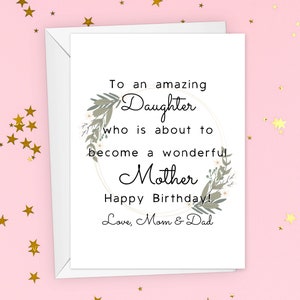 Pregnant Daughter Birthday   Card, Daughter Pregnant Card, From Mom To Daughter Gift, From Dad To Daughter Greeting Card
