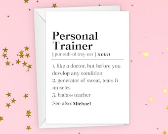 Personalized Personal Trainer Definition Card, Gym Personal Trainer Appreciation Gift, For Trainer Exercise Greeting Card, Thank You Gift