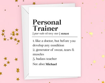 Personalized Personal Trainer Definition Card, Gym Personal Trainer Appreciation Gift, For Trainer Exercise Greeting Card, Thank You Gift