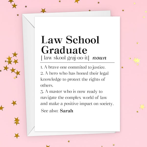 Personalized Law School Graduation Card, Custom Law School Graduate Gift, Law Grad Greeting Card, New Lawyer Folded Card, Law Grad Gift