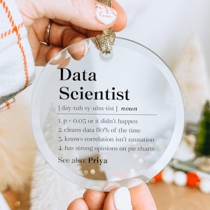 Data Scientist Glass Ornament, Data Analyst Gift, Data Nerd Christmas Ornament, Machine Learning Transparent Ornament, Data Scientist Gift
