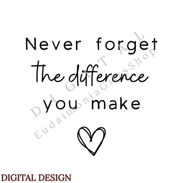 Never Forget The Difference You Make Wall Art