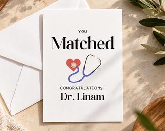 Personalized Match Day Card, Custom Residency Gift, Match Day Congratulations Greeting Card, Match Day Residency For Her Folded Card
