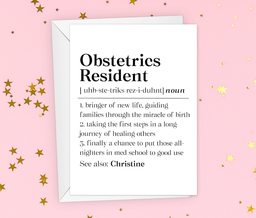 Personalized Obstetrics Resident Card, Obgyn Definition Gift ...