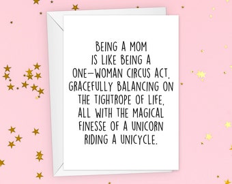 Being A Mom Card, Mom Appreciation Gift, Funny Mother's Day Greeting Card, Mom Birthday Folded Card, Being A Mom Gift