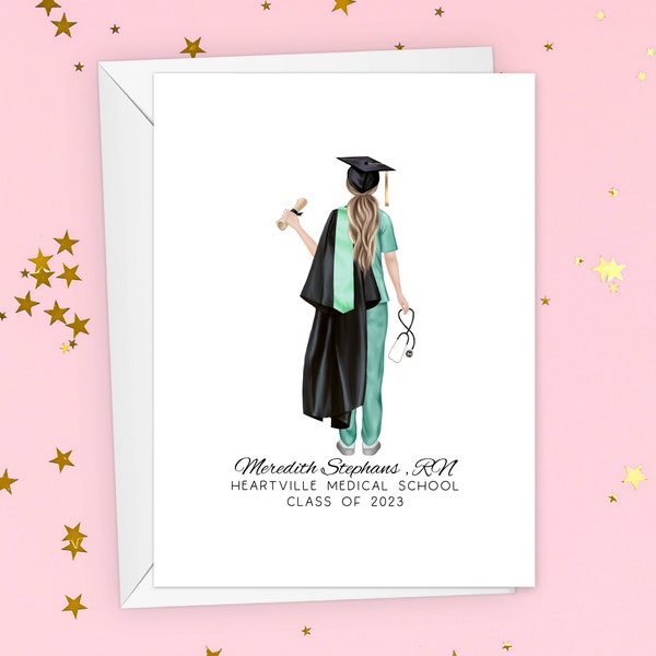 Nursing School Graduation Card, Personalized Nurse Graduate Gift, Nurse Graduation For Her Greeting Card, Custom Nurse Grad Folded Card
