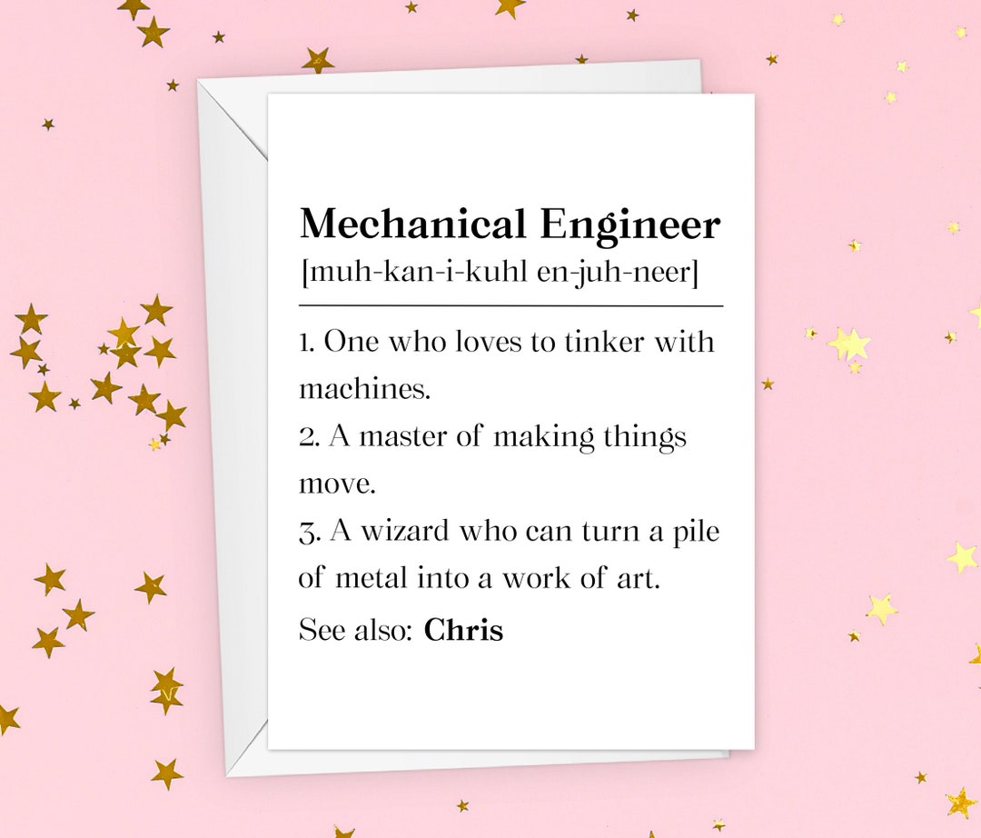 Funny Mechanical Engineer Graduation Card, Personalized Mechanical