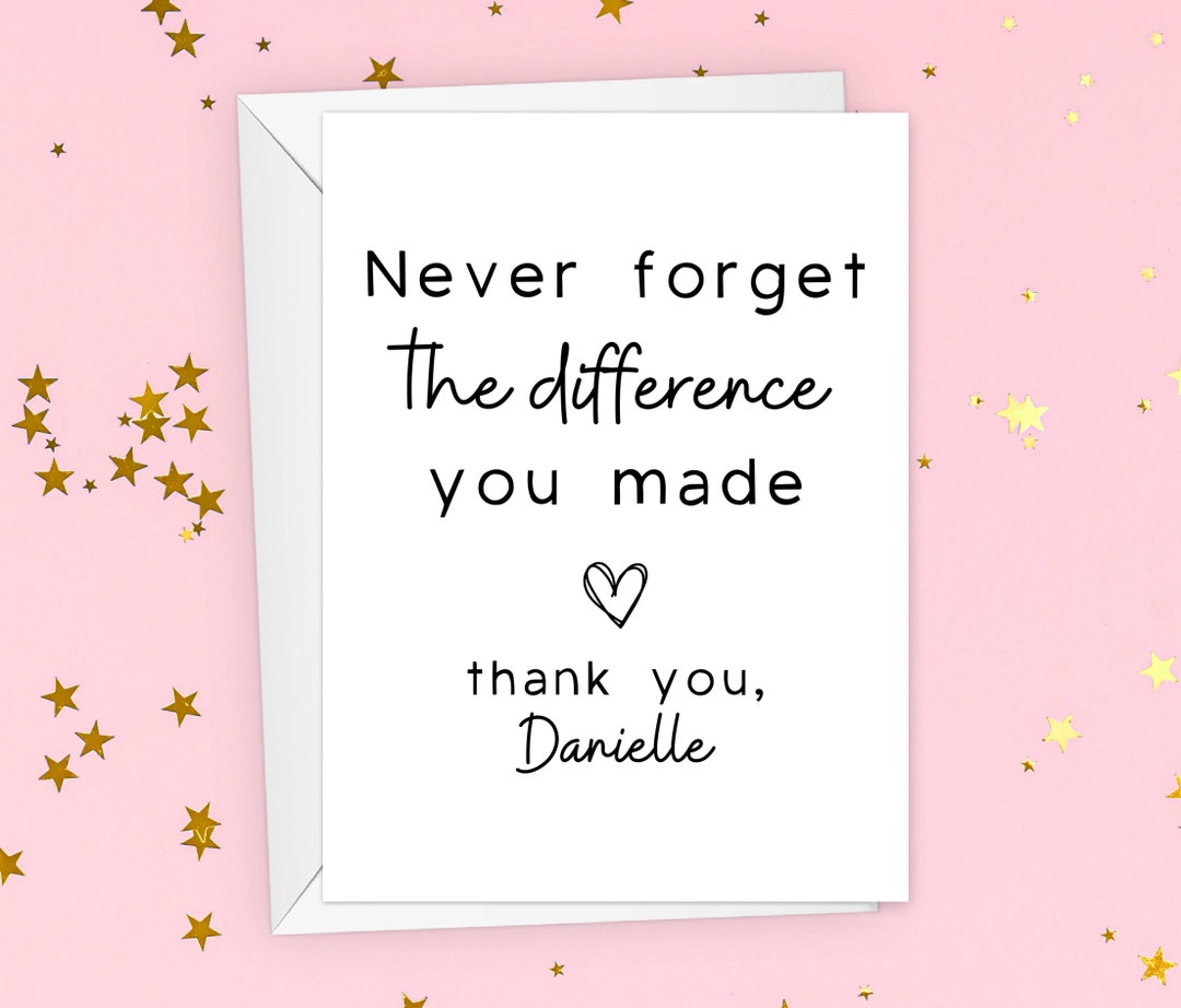Personalized Mentor Thank You Card, Mentor Appreciation Gift, Never