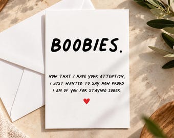 Funny Sobriety Card, Sobriety Gift For Men, For Him Greeting Card, Happy Soberversary Folded Card, 6 Months Sober Card, Funny Sobriety Gift