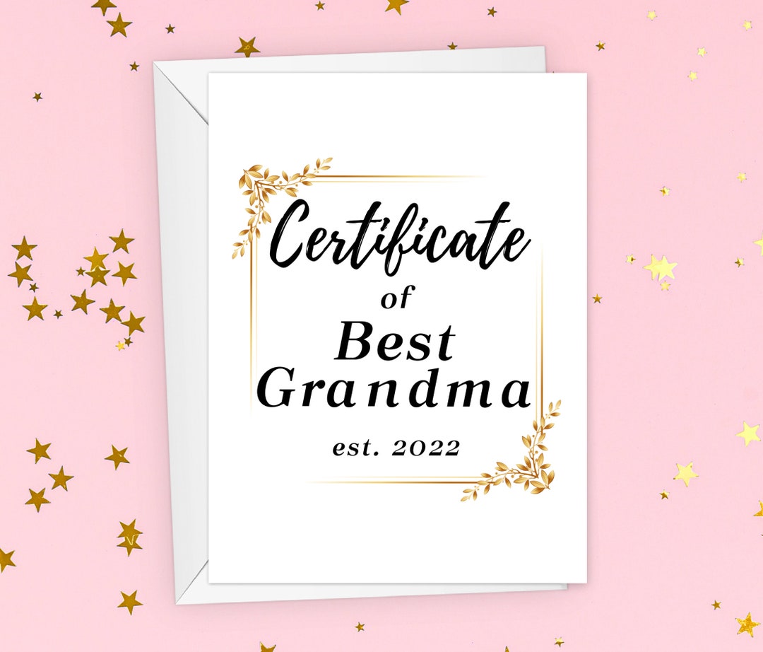 Custom Certificate of Best Grandma Card Best Grandmother - Etsy