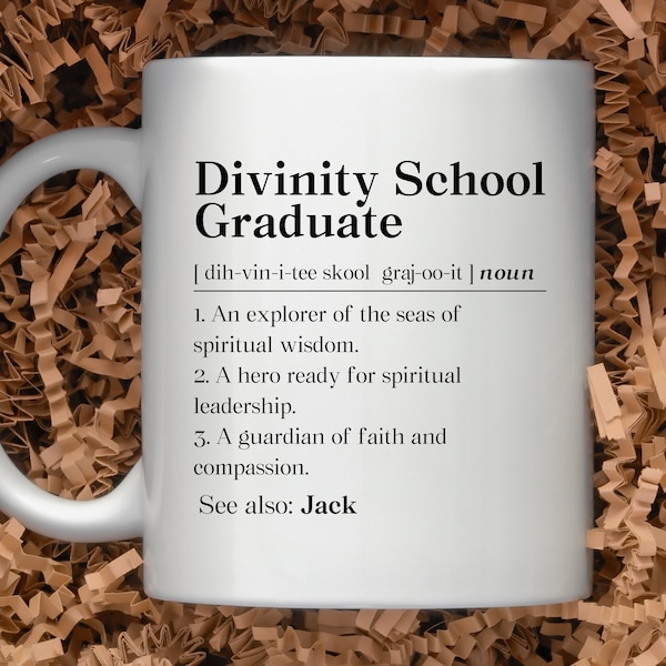 Personalized Divinity School Graduate Mug, Custom Divinity School Grad Definition Gift, Divinity School Graduation Coffee Mug