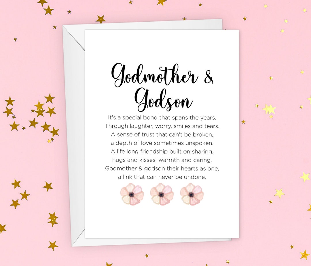 Godmother Mothers Day Card, From Godson Gift, Cute Gift for Godmother