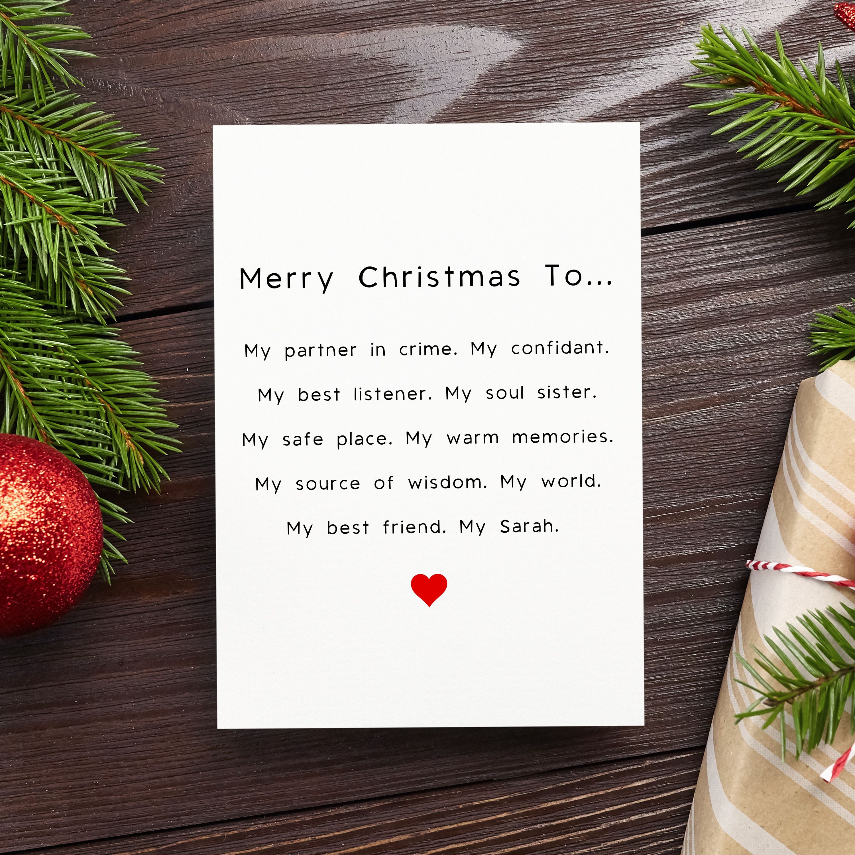 Personalized Best Friend Christmas Card Bestie Christmas Etsy