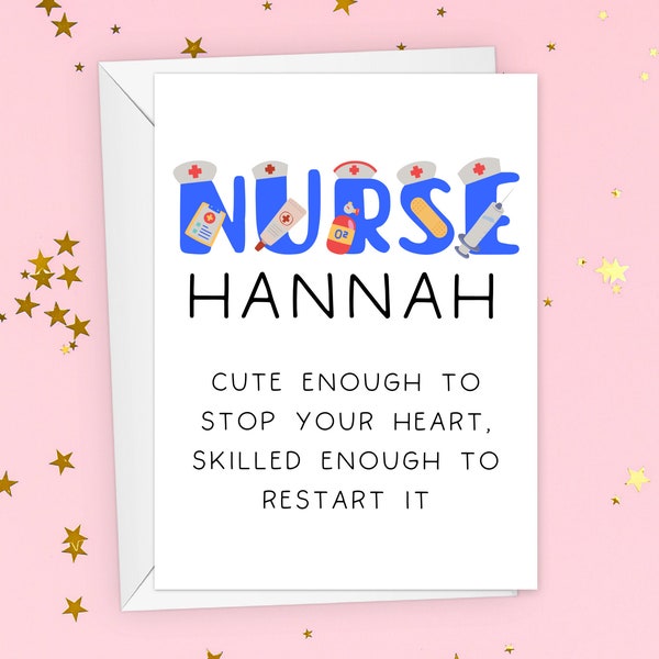 Custom Lpn Nurse Card, Funny Personalized Nicu Nurse Gift, New Nurse Rn Bsn Er Greeting Card, Nursing Graduation Folded Card