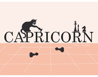 Ilustraciones del zodiaco del gato Capricornio