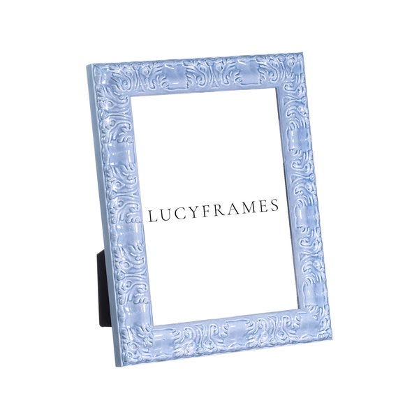 Lyra Blue Frame. Picture Frame 5x5. Blue Picture Frames. Ornate Frame. Ornate Picture Frame. Vintage Wood Picture Frame. Easel Frame.