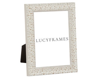 Sofia White Frame. Picture Frame White Ornate. Ornate Antique Feel Frame.  Contemporary Ornate Frame. Picture Frame Tabletop. 5x7, 4x6 Frame. 