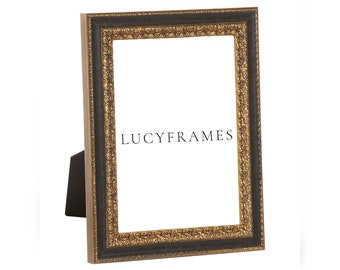 Black and Gold Picture Frame, Easel Tabletop Frame, 4x6 - Clara Style