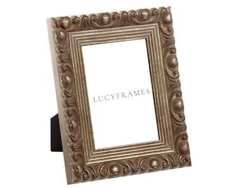 Ornate Silver Picture Frame, Aged Vintage Decor - Gabrielle Style