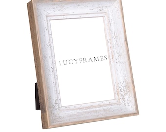 Rustic White Wood Picture Frame, Handmade Distressed Photo Frame - Aroa Frames