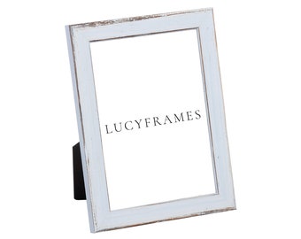 Distressed Light Blue Picture Frame, Handmade Hardwood Frame - Uma Frames