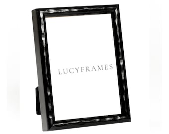 Textured Black Picture Frame, Handmade Hardwood Easel