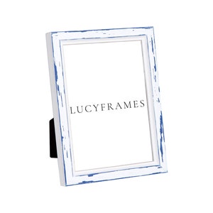 Tabitha Blue and White Frame. Personalized Picture Frame. Blue Picture Frames. White Picture Frames. Picture Frame 5x5. Farmhouse Decor.