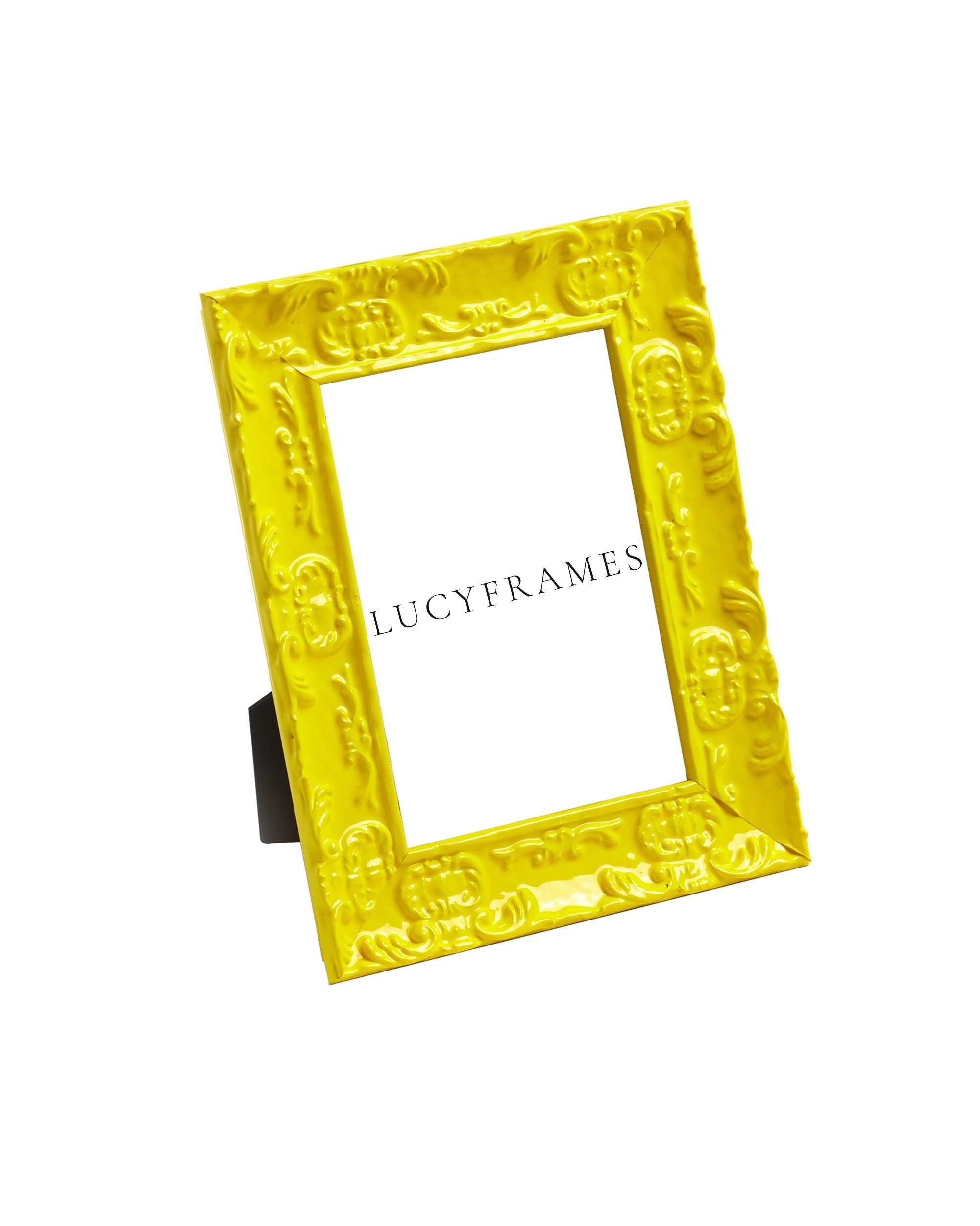 Greta Yellow Frame. Wood Picture Frame. Yellow Picture Frame. Small Photography Frame. Picture Frame 8x10. Photo Frame. Ornate Wood Frame.