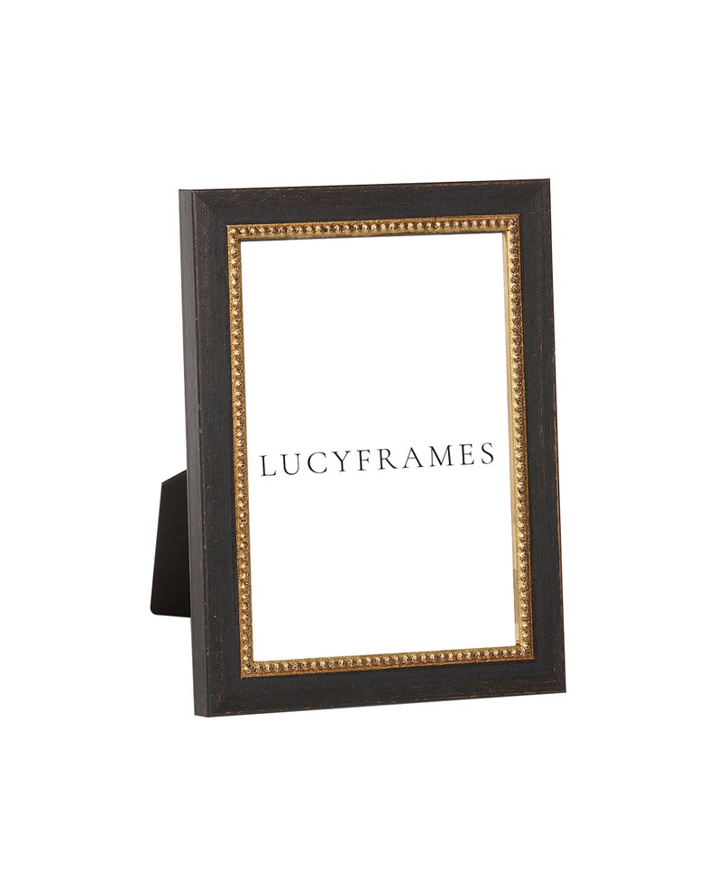 Beaded Black and Gold Frame. Easel Frame. Table Picture Frame. Table