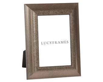 Pewter Finish Picture Frame, Traditional Wood Frame, Handmade in US