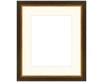 CUSTOM SIZES Black and Gold Brushed Frame. Black and Gold Frame 11x14. Black and Gold Frame Wall Art. Distressed Custom Frame Contemporary