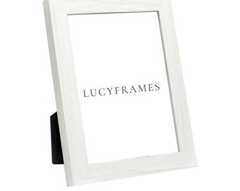 Rustic White Picture Frame, Tabletop Distressed Wood Frame - Nela